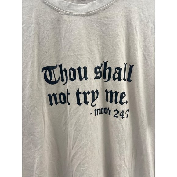 Shein Men's M Beige Thou Shall Not Try Mood Beige T-shirt - Picture 2 of 5